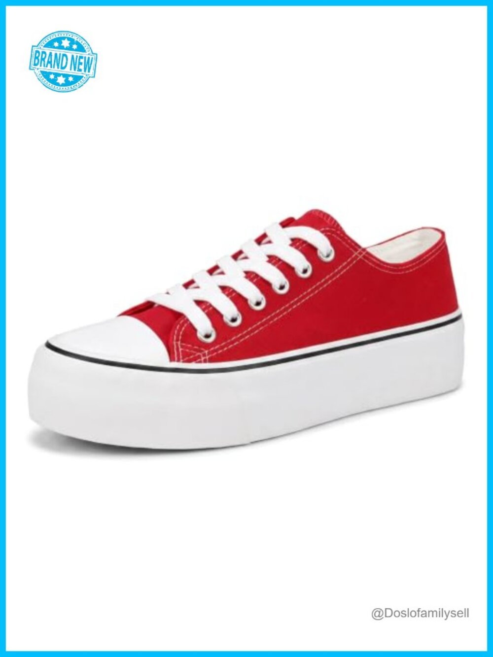Platform Lace Up Canvas Sneakers Low Top Non Slip Tennis Shoes